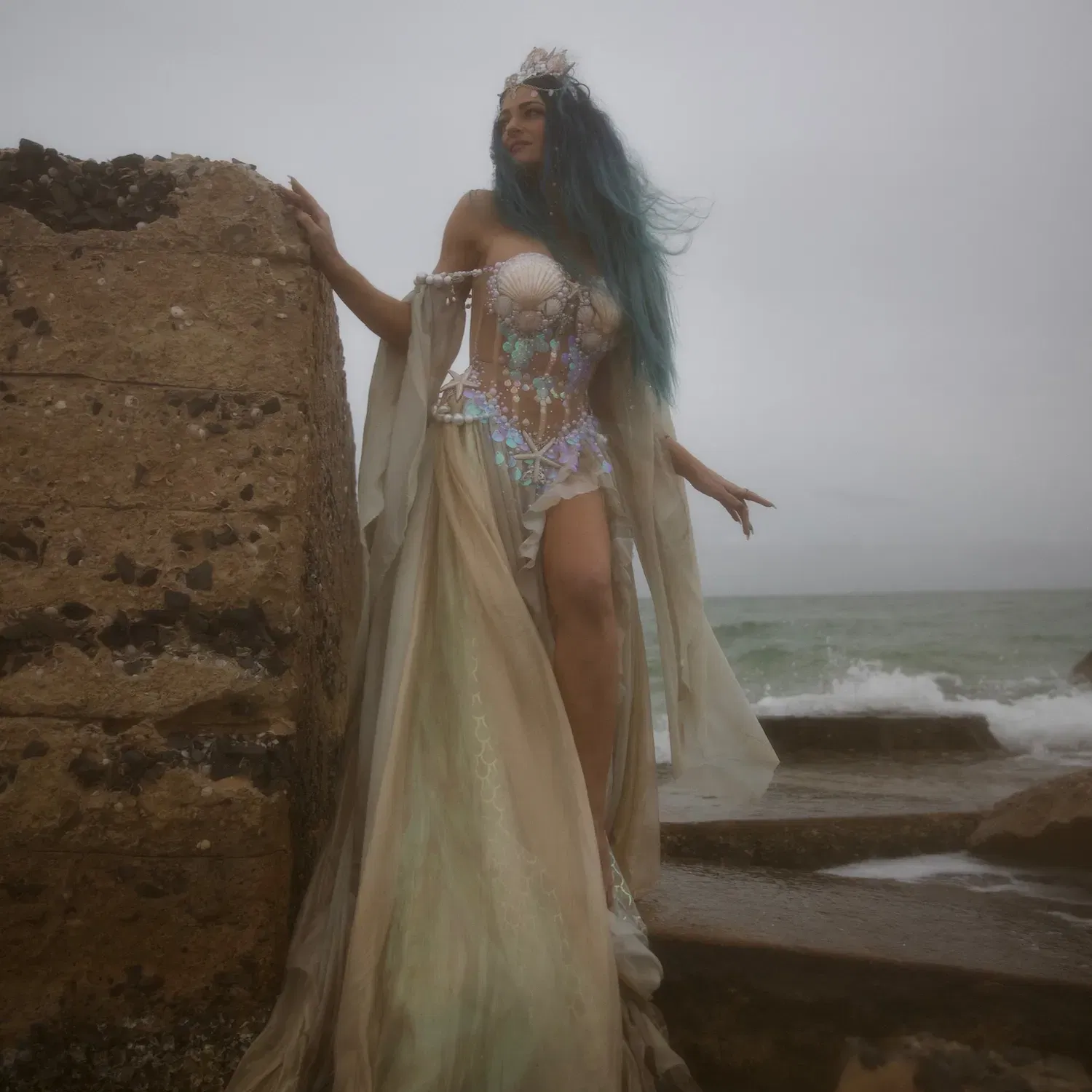 Sandpearl Dress designed and modeled by Charity Grace