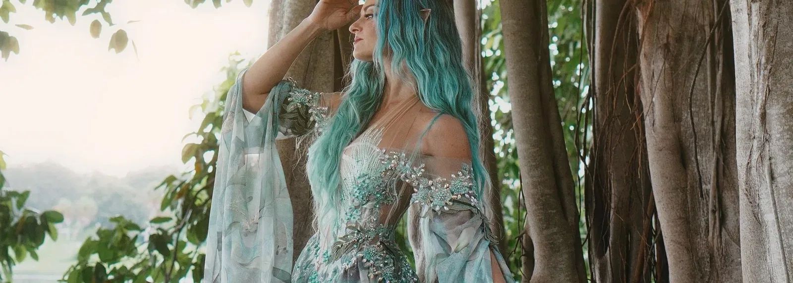 Leafy Chiffon Elven Dress